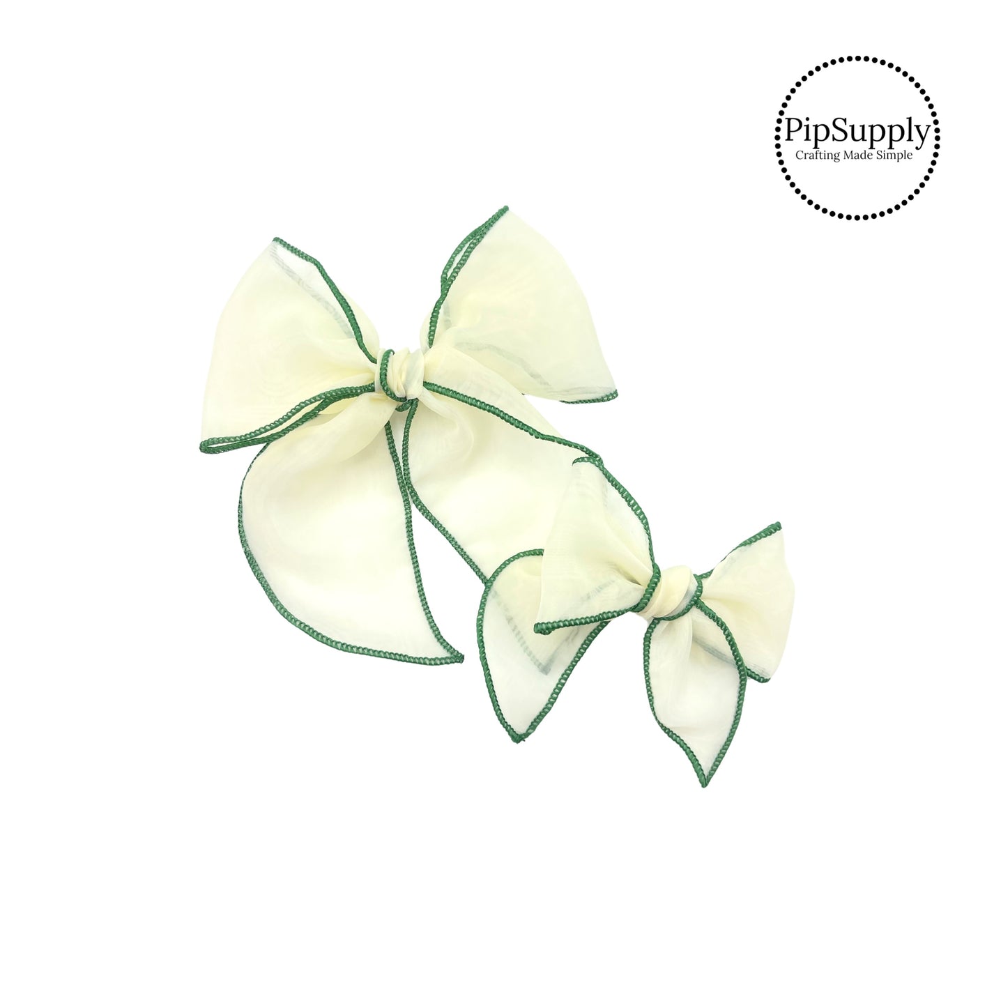 Cream with Green Stitching Shaker Bow Green and Cream Fillable Shaker