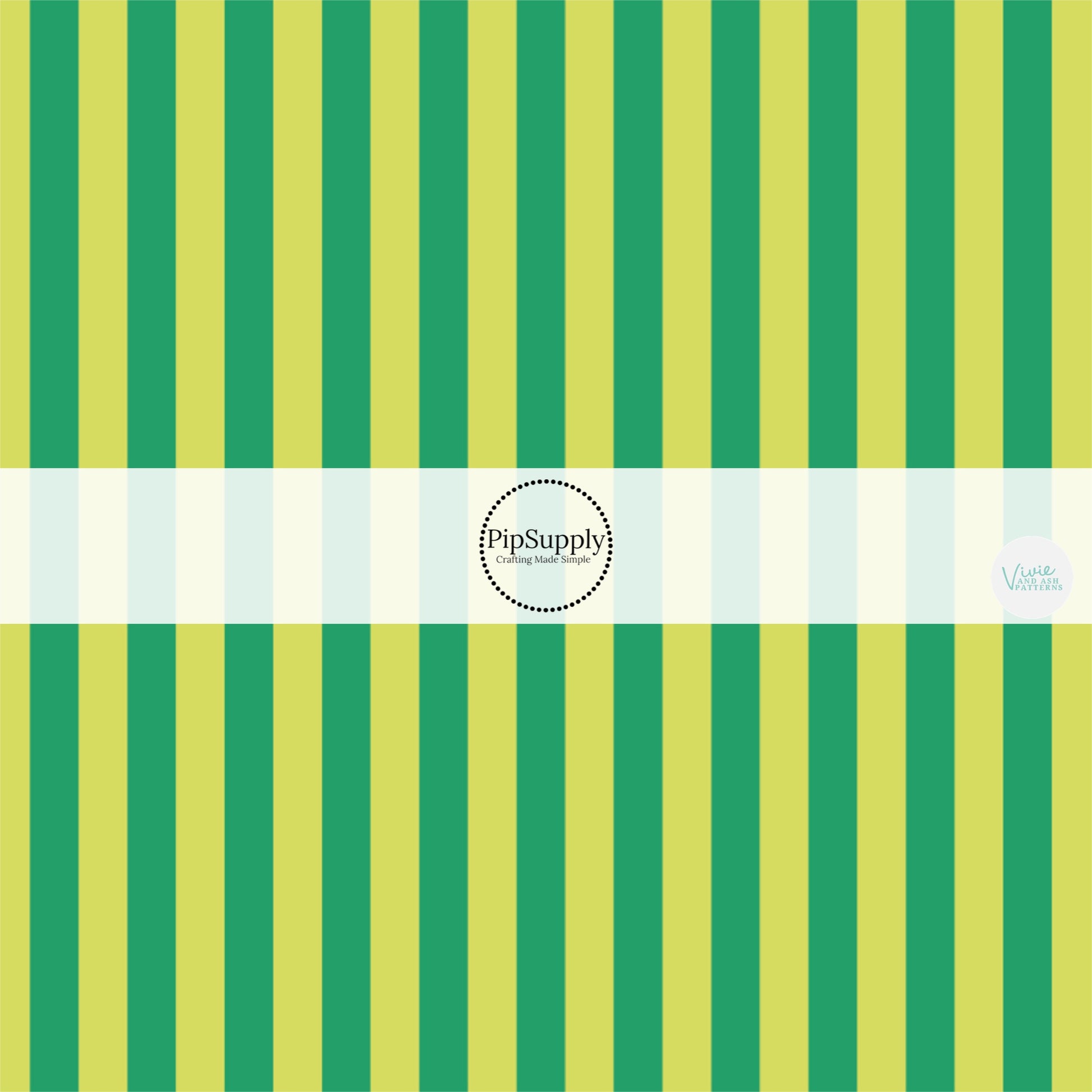 Green and Lime Striped Fabric by the Yard.