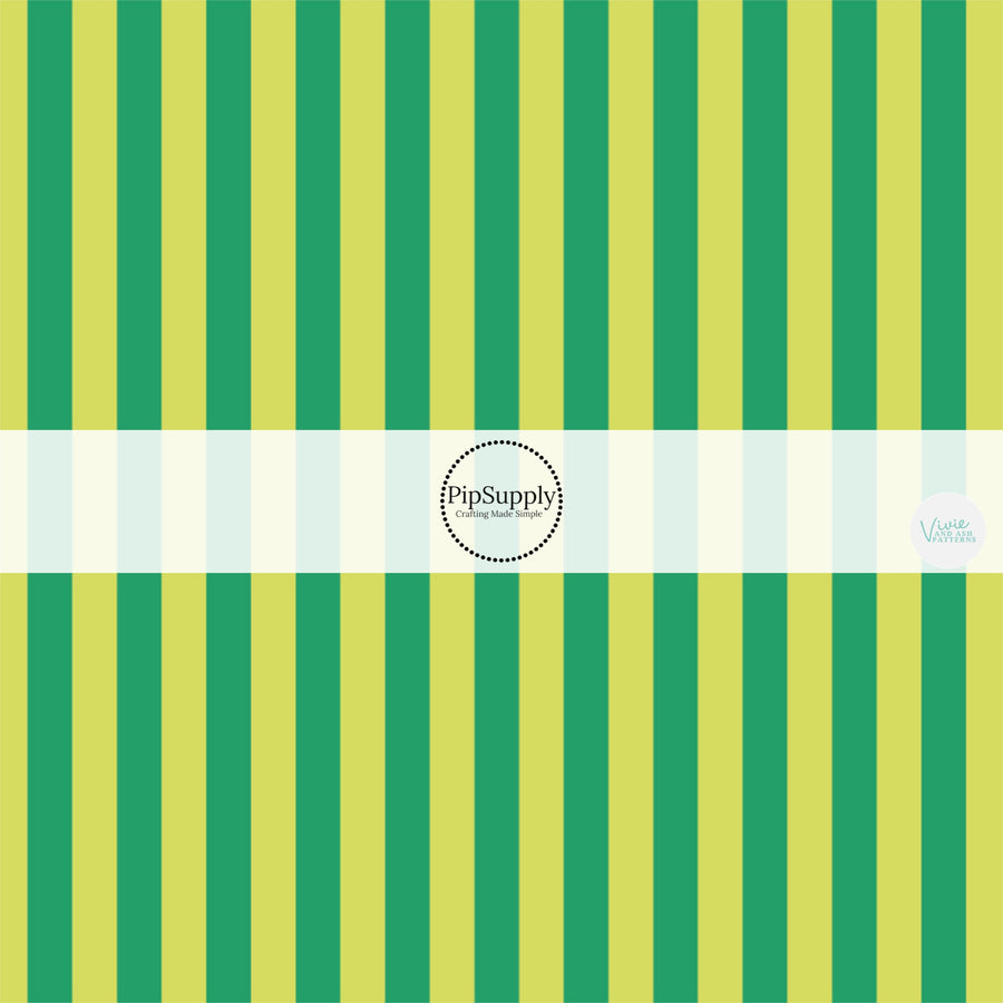 Green and Lime Striped Fabric by the Yard.