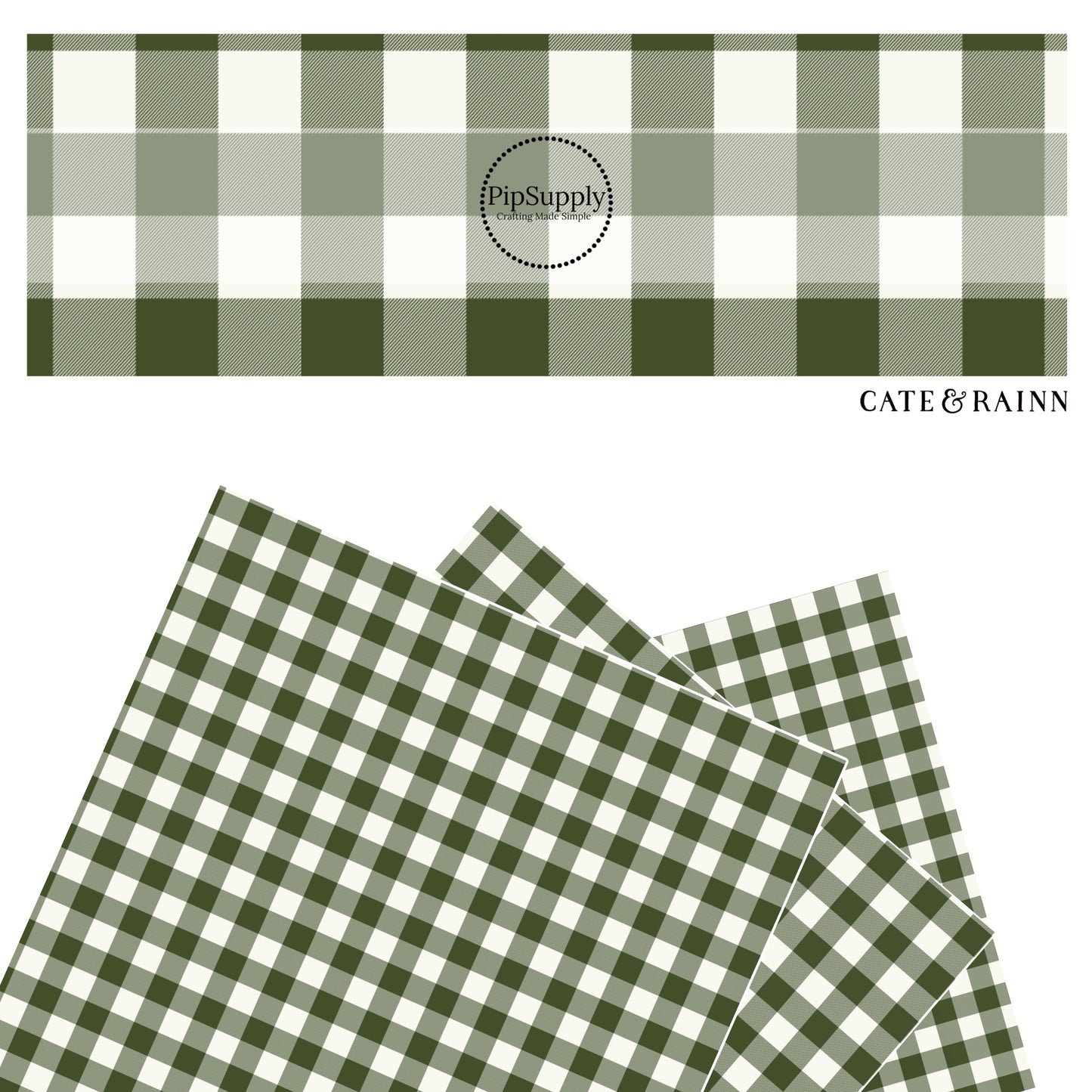 Striped green and white gingham faux leather sheets