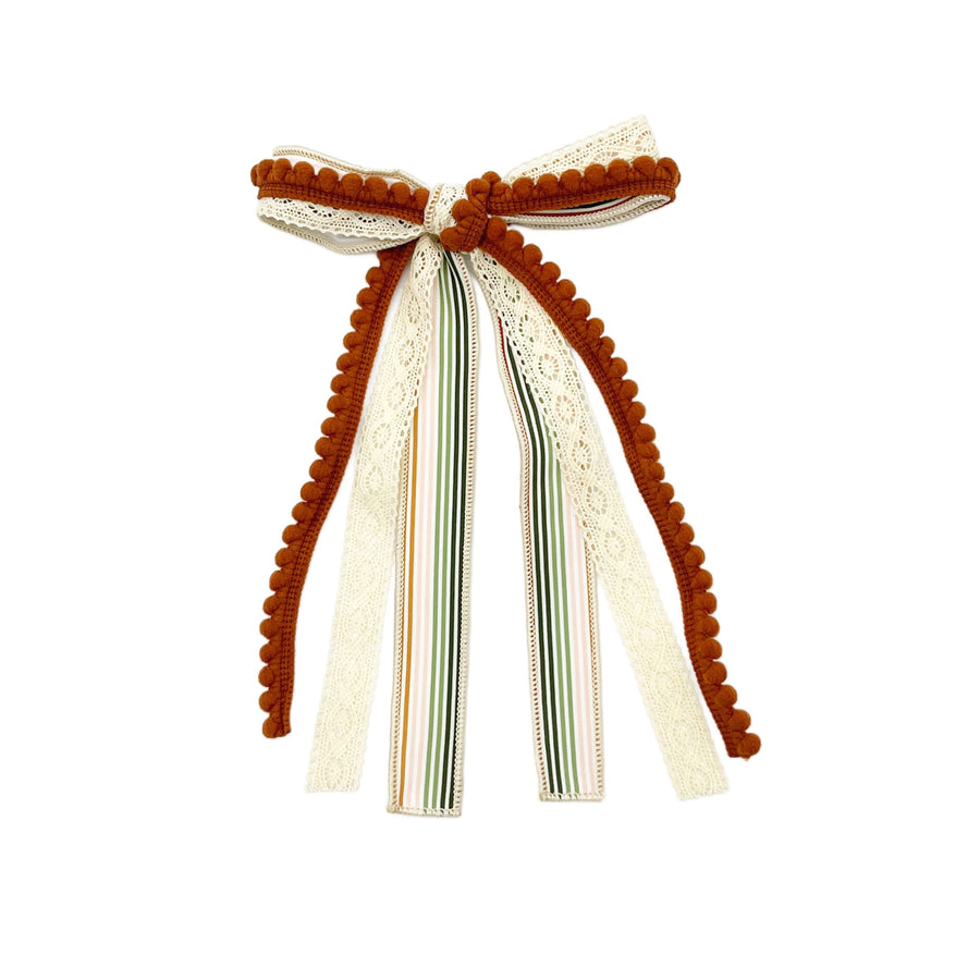 These fall lace pre-cut tied bows are ready to package and resell to your customers no sewing or measuring necessary! These hair bows come with a clip already attached.