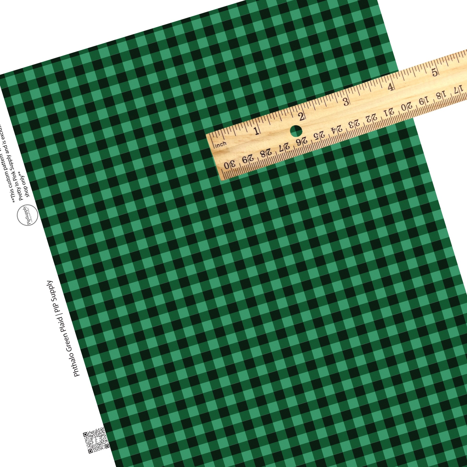 Green christmas gingham faux leather sheets