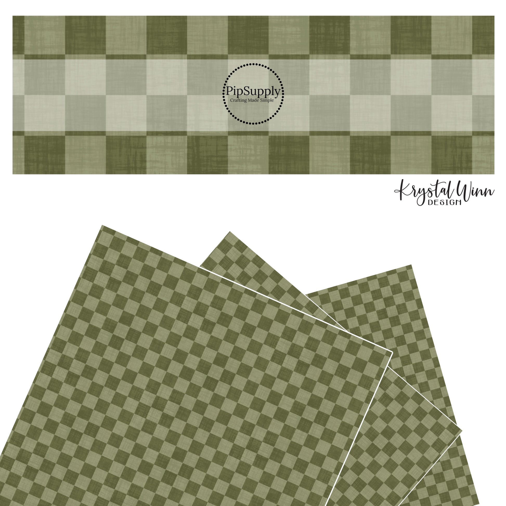 Dark green and light green checkered faux leather sheets