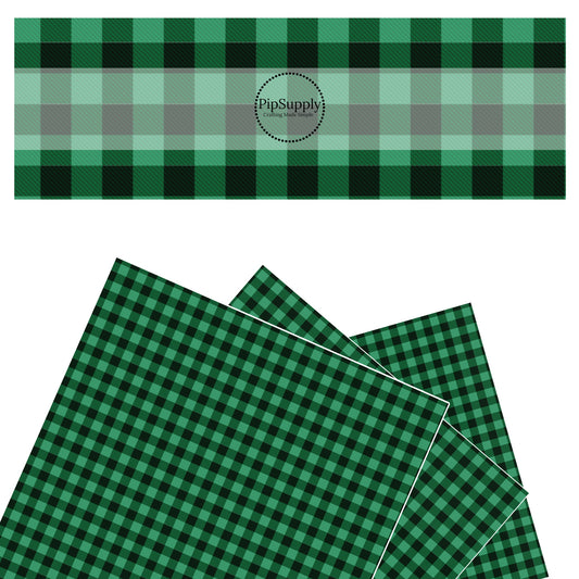 Multi green striped plaid faux leather sheets