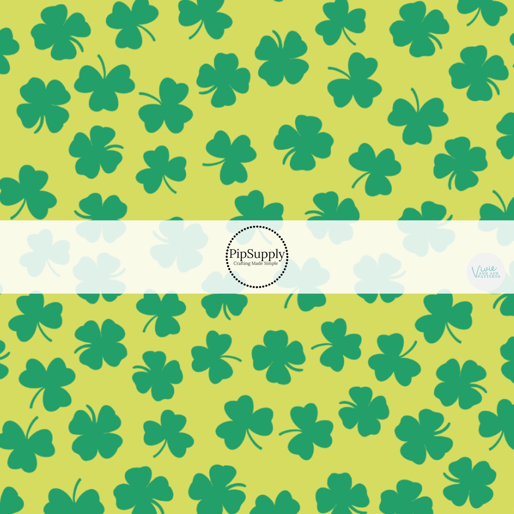 Green Shamrocks on Lime Green Fabric by the Yard.