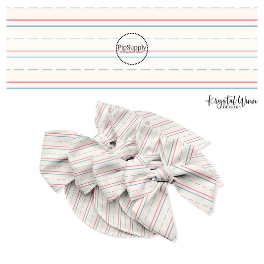 Cream lined paper with guides bow strips