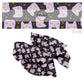 Purple kitties with green moon and stars on charcoal hair bow strips