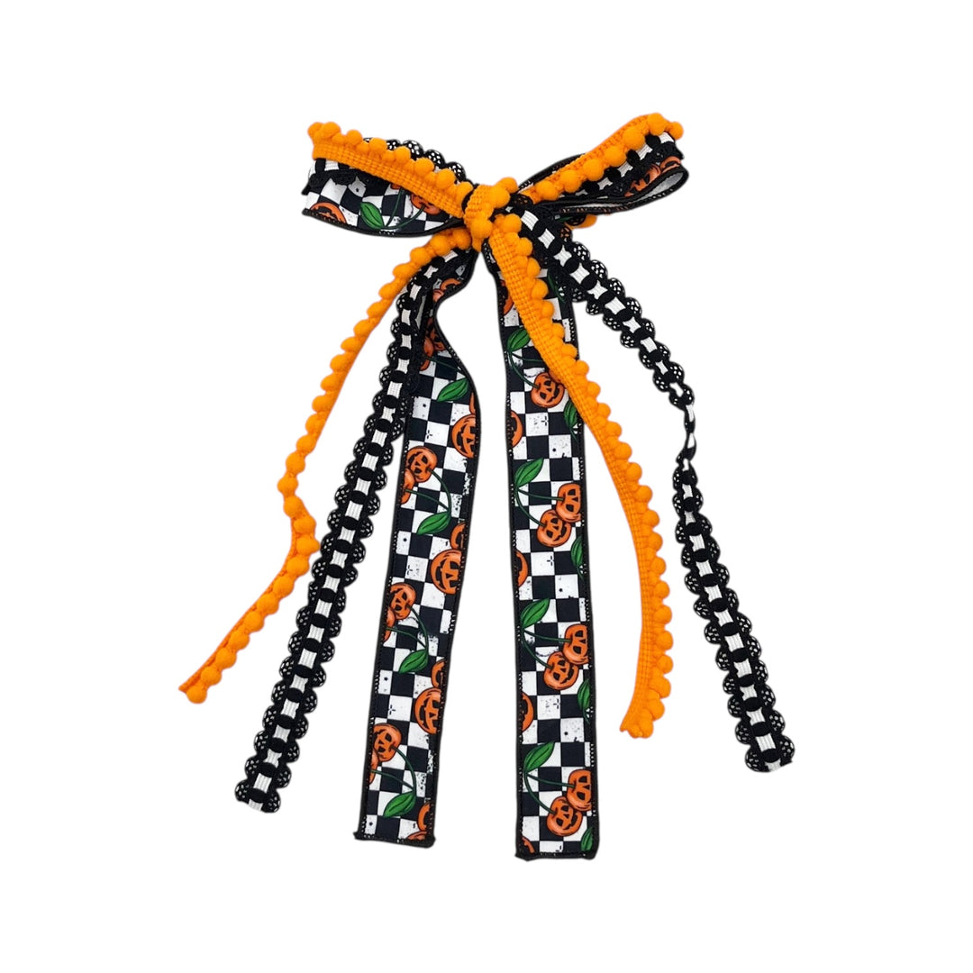 These Halloween themed ribbon tied bows are ready to package and resell to your customers no sewing or measuring necessary! These hair bows come with a clip already attached.