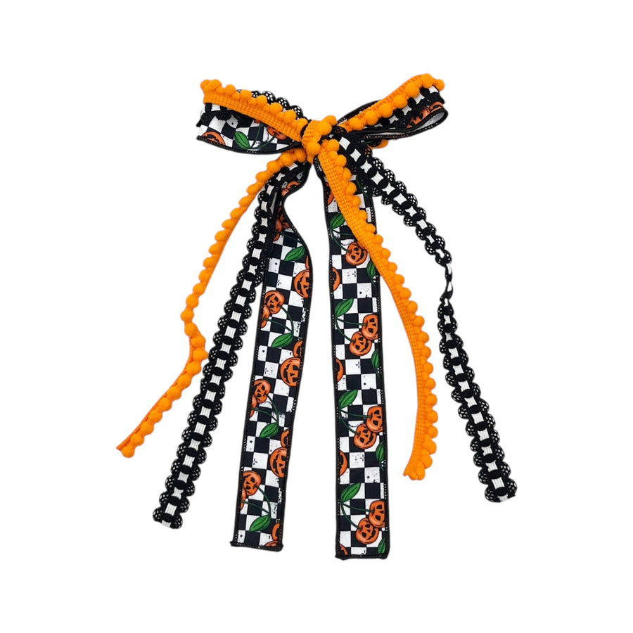These Halloween themed ribbon tied bows are ready to package and resell to your customers no sewing or measuring necessary! These hair bows come with a clip already attached.