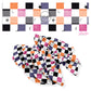 These Halloween themed no sew bow strips can be easily tied and attached to a clip for a finished hair bow. These fun spooky patterned bow strips are great for personal use or to sell. These bow strips feature the following design elements: colorful checkered pattern with tiny stars and moons.