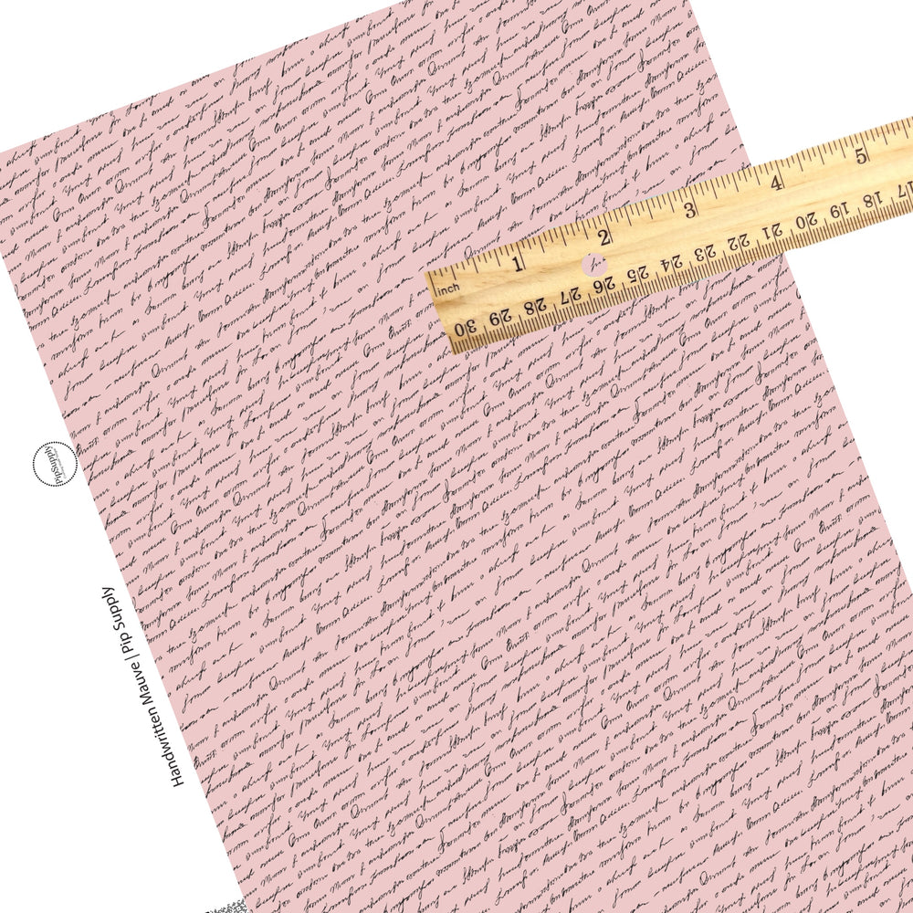These faux leather sheets contain the following design elements: handwritten notes on mauve. Our CPSIA compliant faux leather sheets or rolls can be used for all types of crafting projects.
