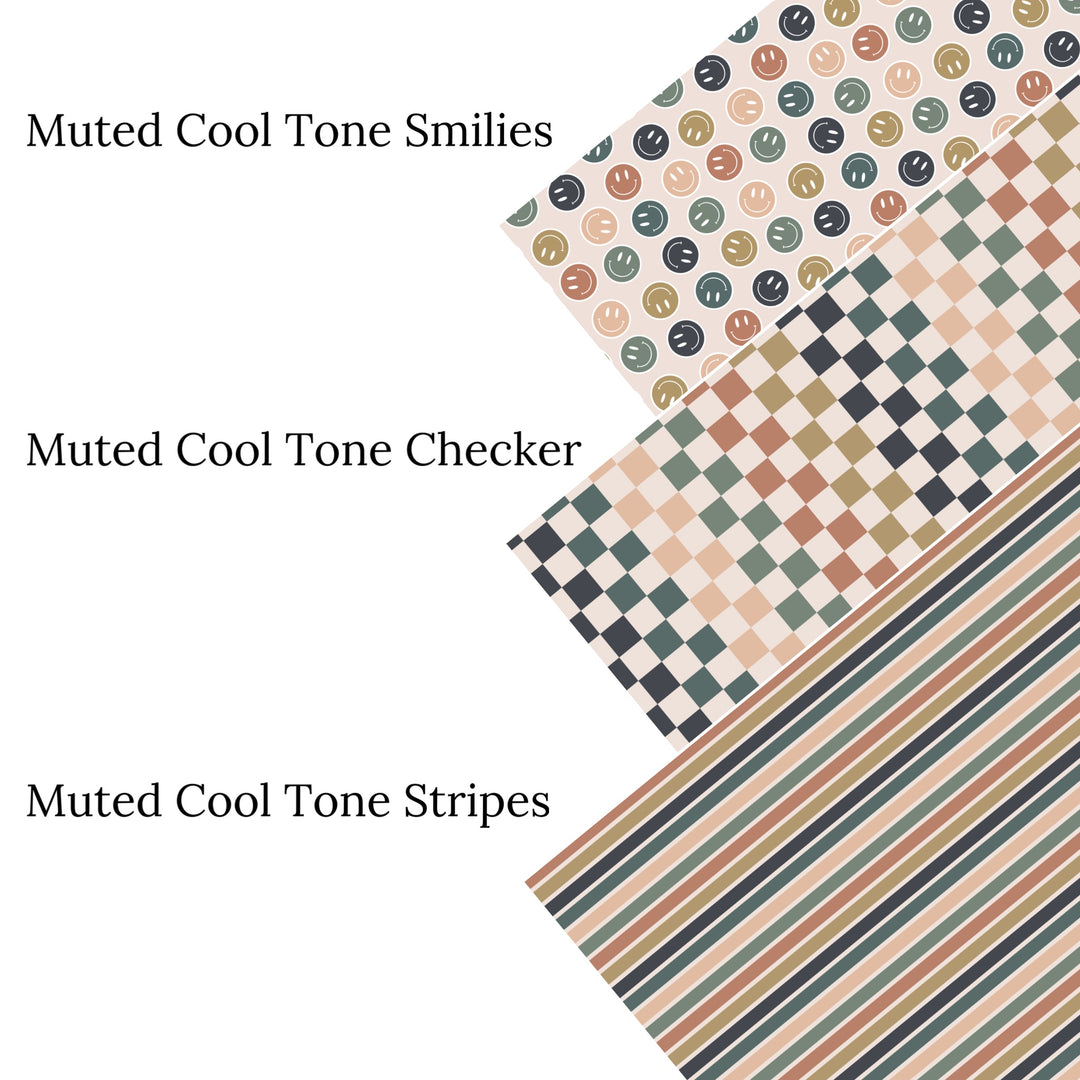 Muted Cool Tone Happy Faces Faux Leather Sheets