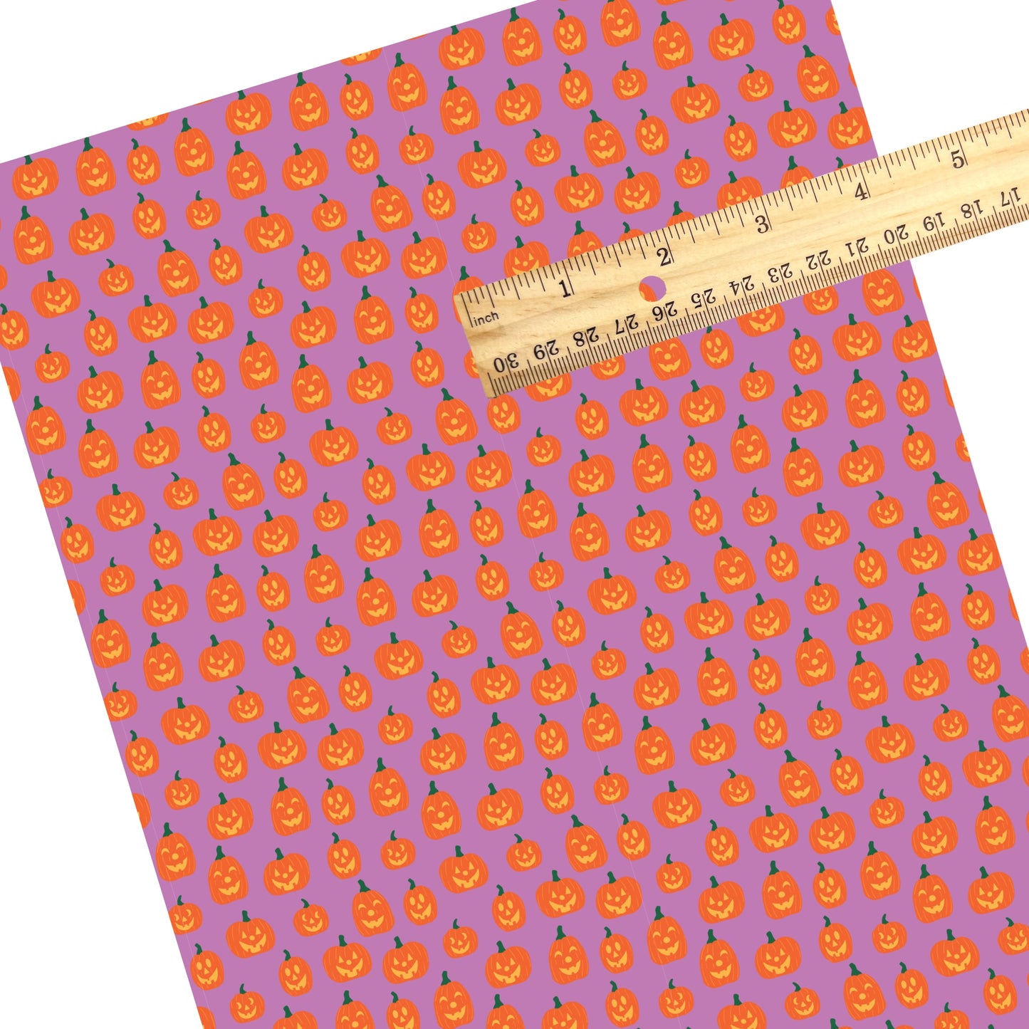 These Halloween themed pattern faux leather sheets contain the following design elements: orange carved pumpkins. Our CPSIA compliant faux leather sheets or rolls can be used for all types of crafting projects.