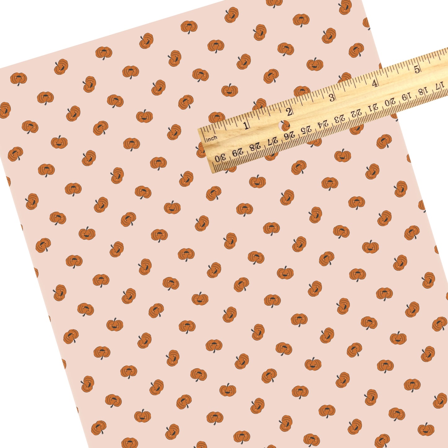 These Halloween themed pattern faux leather sheets contain the following design elements: orange pumpkins on light pink. Our CPSIA compliant faux leather sheets or rolls can be used for all types of crafting projects.