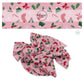Holly, mittens, stockings, snowflakes, and bows on pink hair bow strips