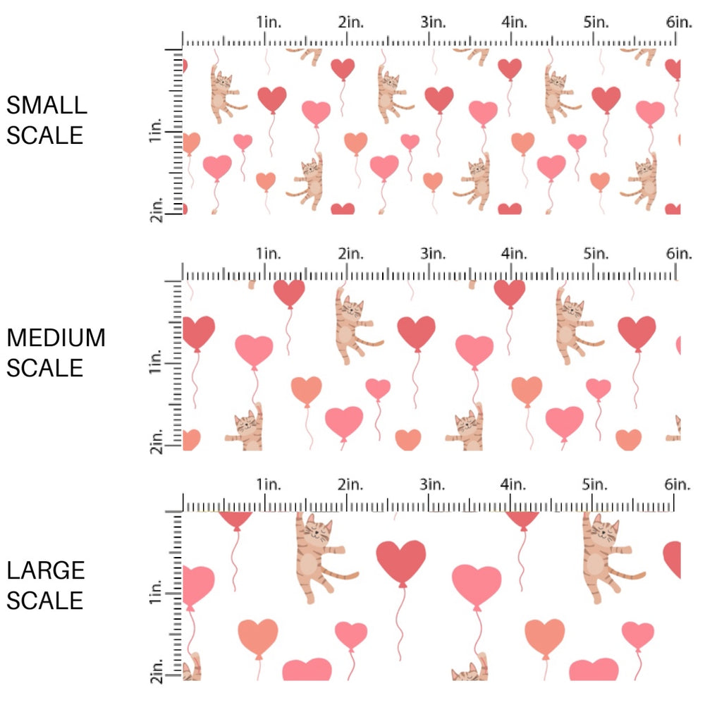 This holiday fabric by the yard features colorful heart balloons and kittens. This festive pattern fabric can be used for all your sewing and crafting needs!