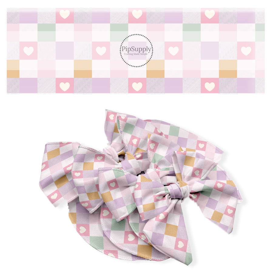 These pastel spring no sew bow strips can be easily tied and attached to a clip for a finished hair bow. These fun bow strips are great for personal use or to sell. These bow strips feature the following design elements: pastel checker pattern.