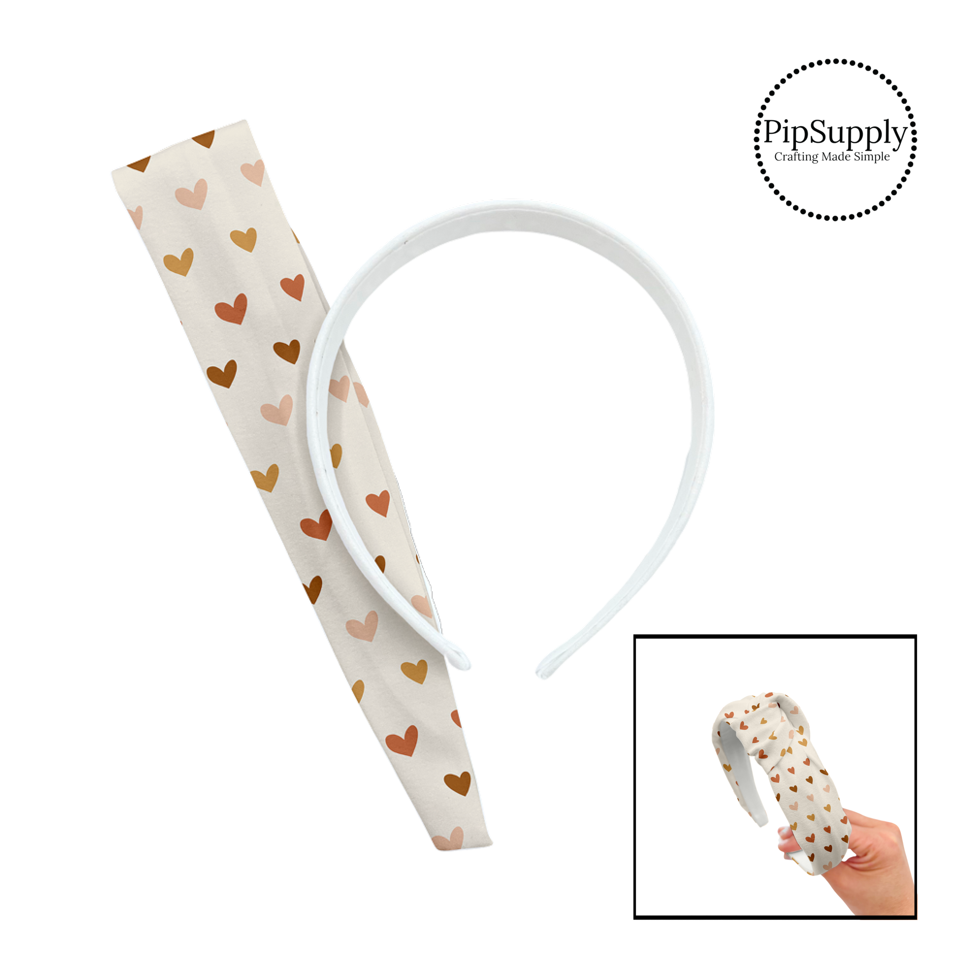 Heart Print Muslin Romper & Headband – Cream
