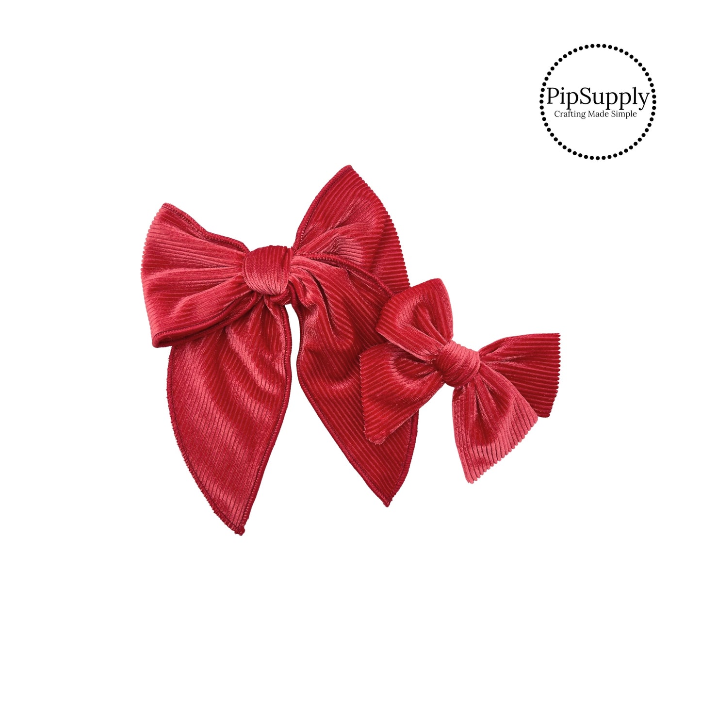 Holiday Berry Corduroy Velvet Double Sided Hair Bow Strips