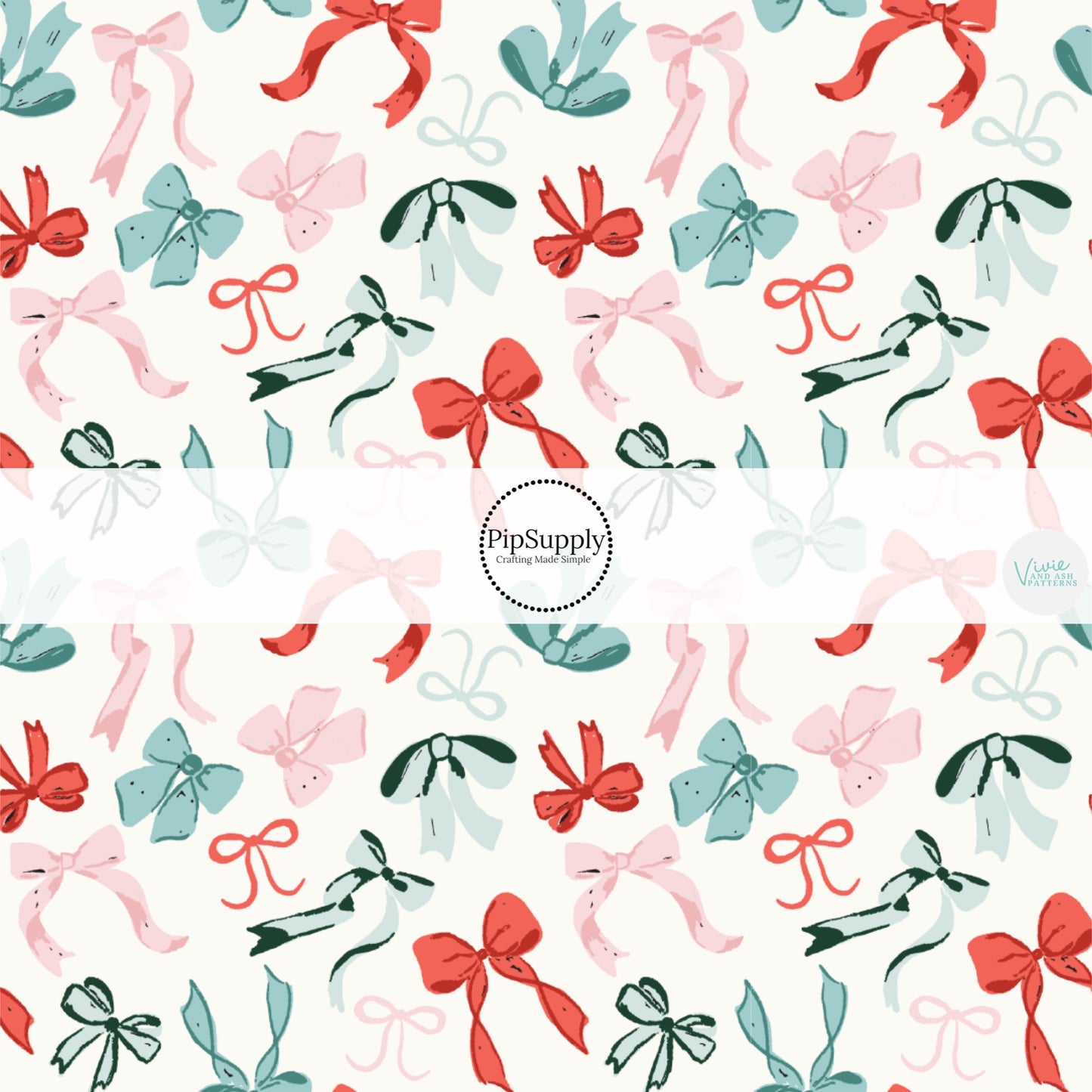 These winter bow themed pattern fabric by the yard features the following design elements: colorful bows on cream. This fun themed fabric can be used for all your sewing and crafting needs!