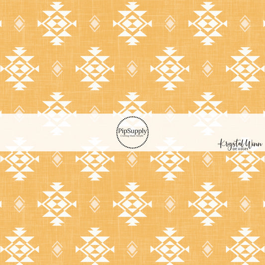 This summer fabric by the yard features western aztec pattern on honey.. This fun summer themed fabric can be used for all your sewing and crafting needs!