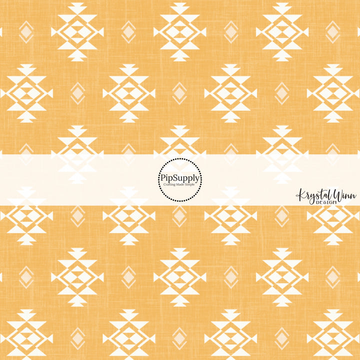 This summer fabric by the yard features western aztec pattern on honey.. This fun summer themed fabric can be used for all your sewing and crafting needs!