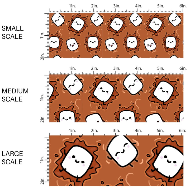 This Christmas fabric by the yard features marshmallows and hot cocoa on brown. This fun pattern fabric can be used for all your sewing and crafting needs!