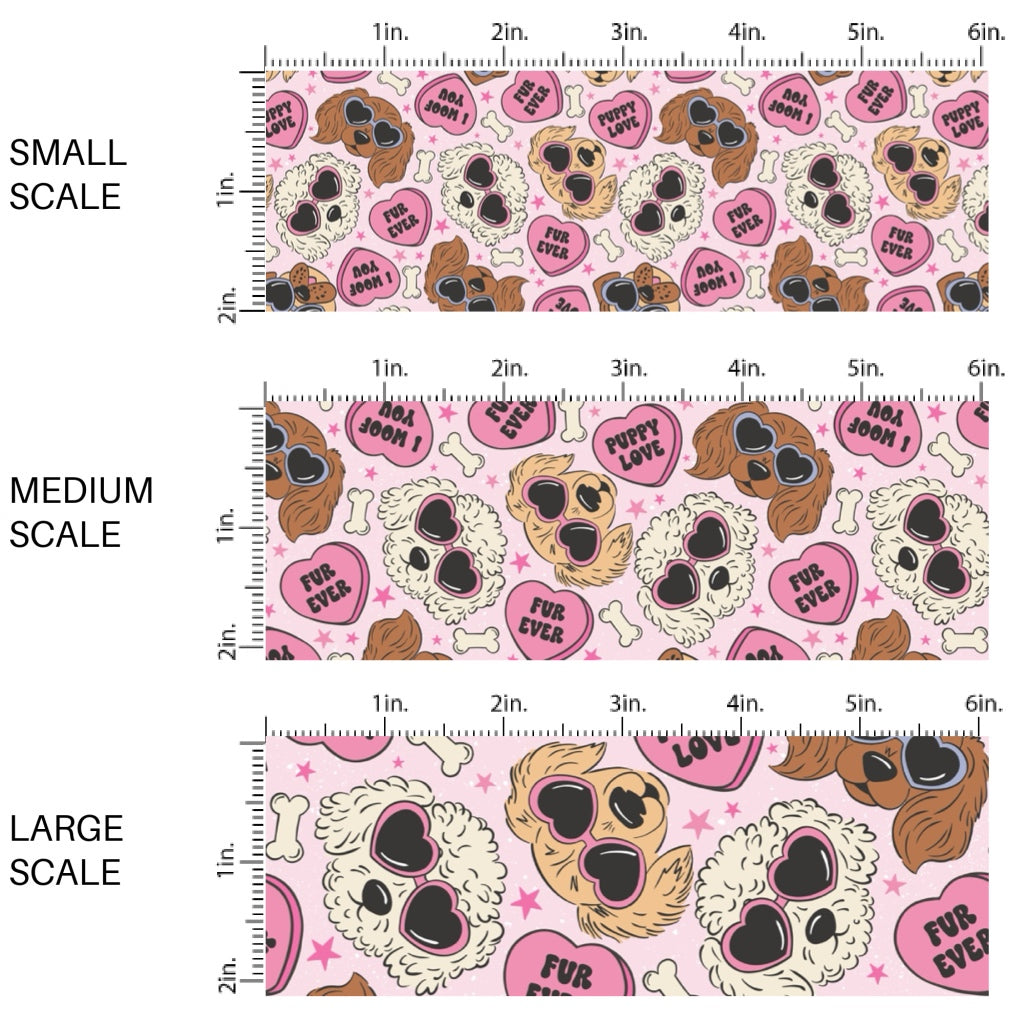 This holiday fabric by the yard features puppies and hearts.This festive pattern fabric can be used for all your sewing and crafting needs!