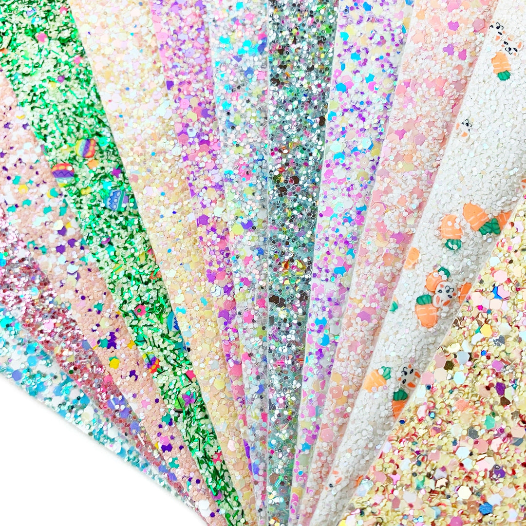 Hidden Easter Egg Pieces Glitter Faux Leather Sheets