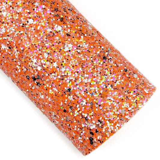 Orange Friendship Glitter Faux Leather Sheets