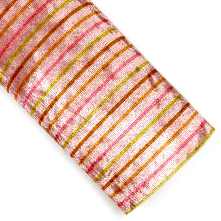 Pink Autumn Pinstripe Velvet Vegan Leather Sheets