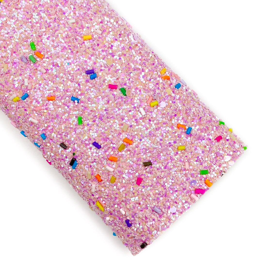 Pink Sprinkle Pieces Glitter Faux Leather Sheets