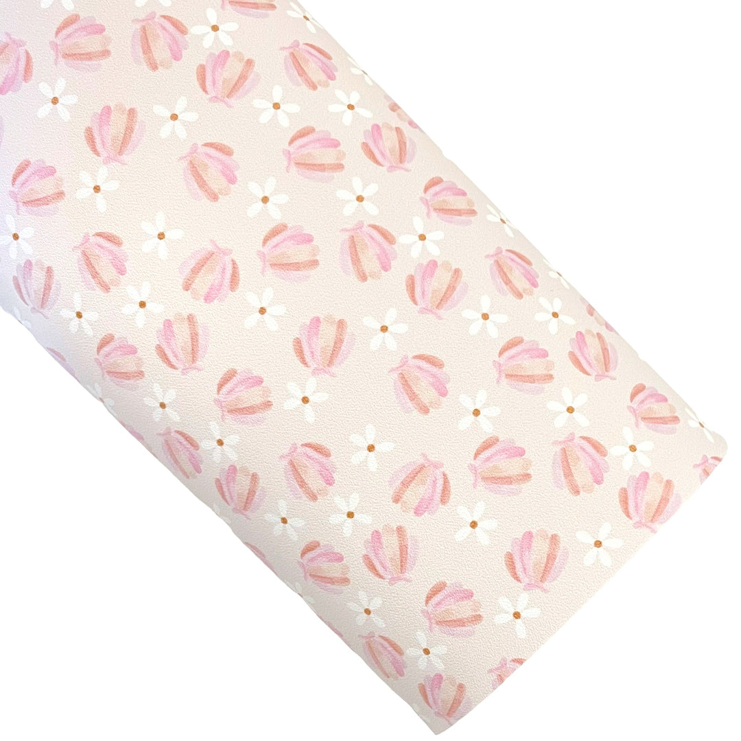 Watercolor Pink Shells Vegan Leather