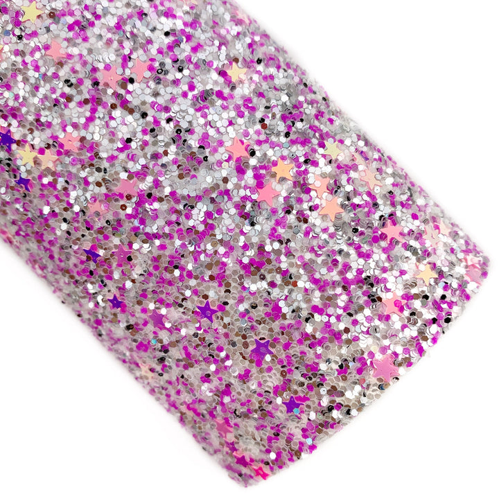 Girls Rule Star Chunky Glitter Faux Leather Sheets