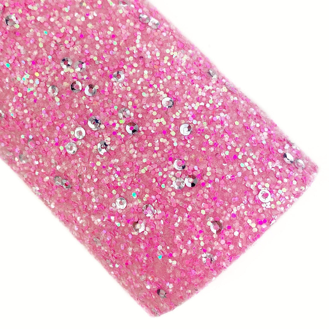 80s Pink Sequins Chunky Glitter Faux Leather Sheets