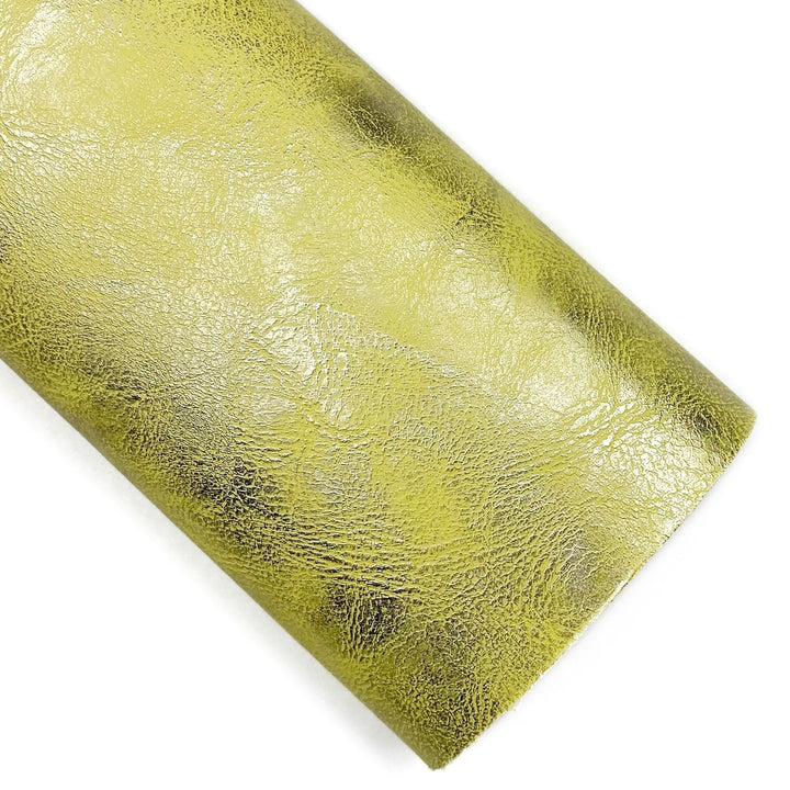 Yellow Aged Brushed Metallic Vegan Leather Sheets