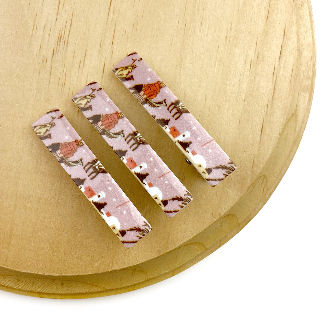 Pink Vintage Bethlehem Acrylic Alligator Hair Clips