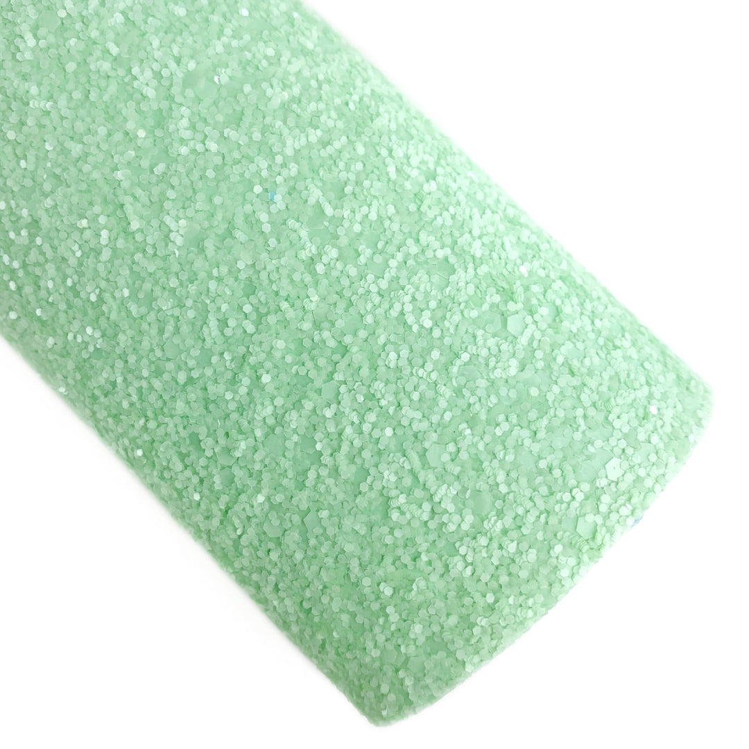 Spearmint Glassy Glitter Faux Leather Sheets