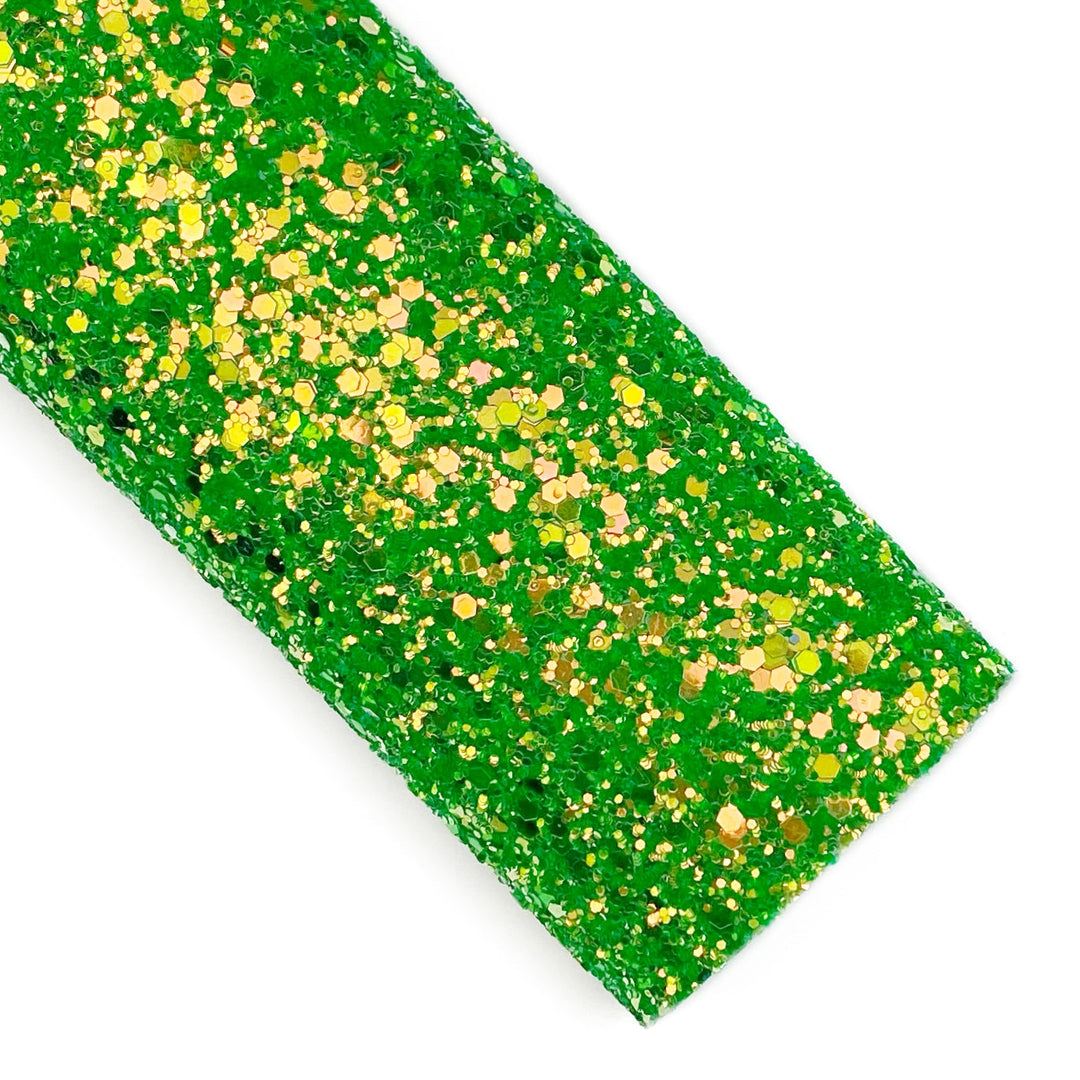 Lemon Green Opalescent Glitter Faux Leather Sheets