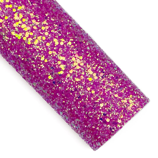 Dragon Fruit Iridescent Chunky Glitter Faux Leather Sheets