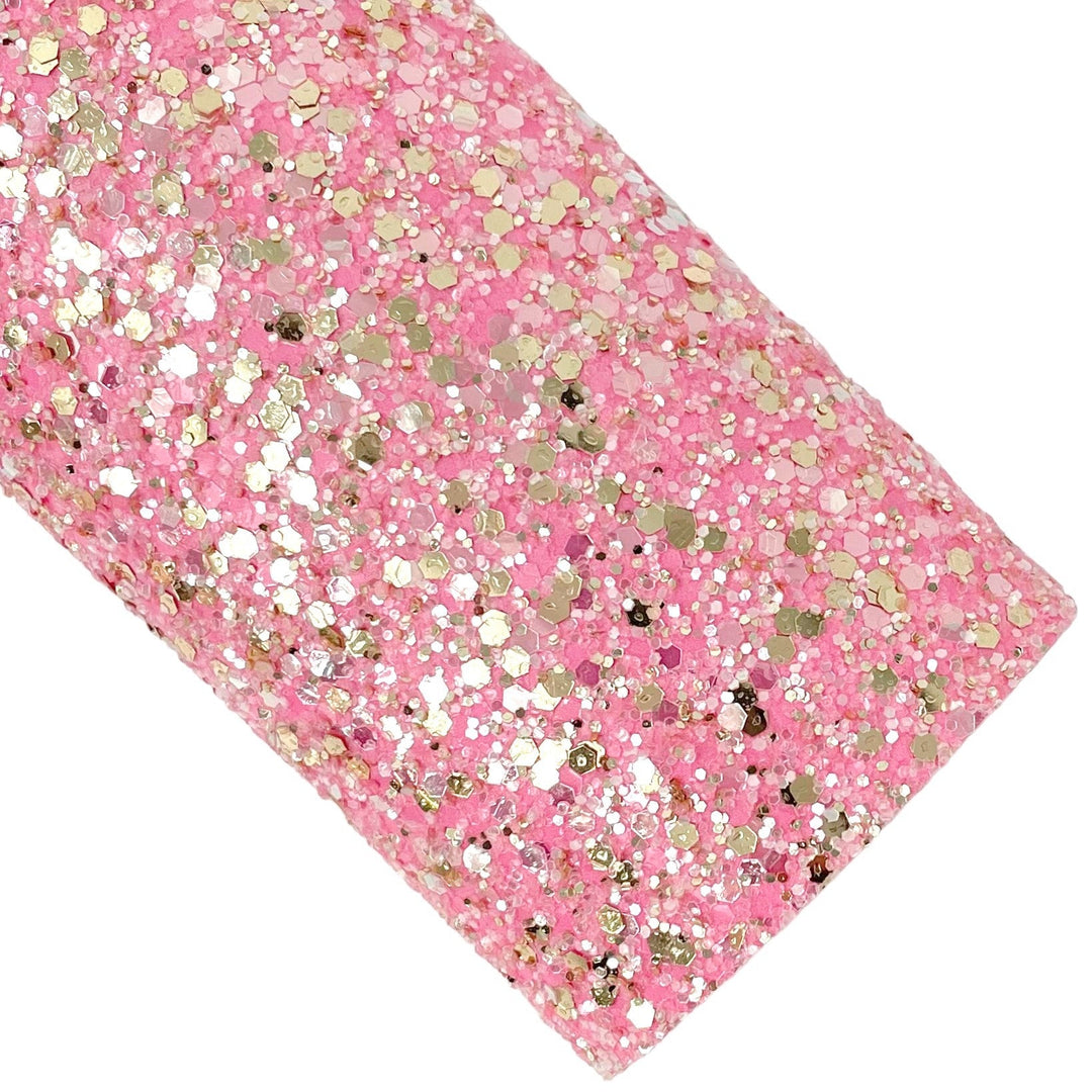 Hot Pink Gold Glitter Faux Leather Sheets