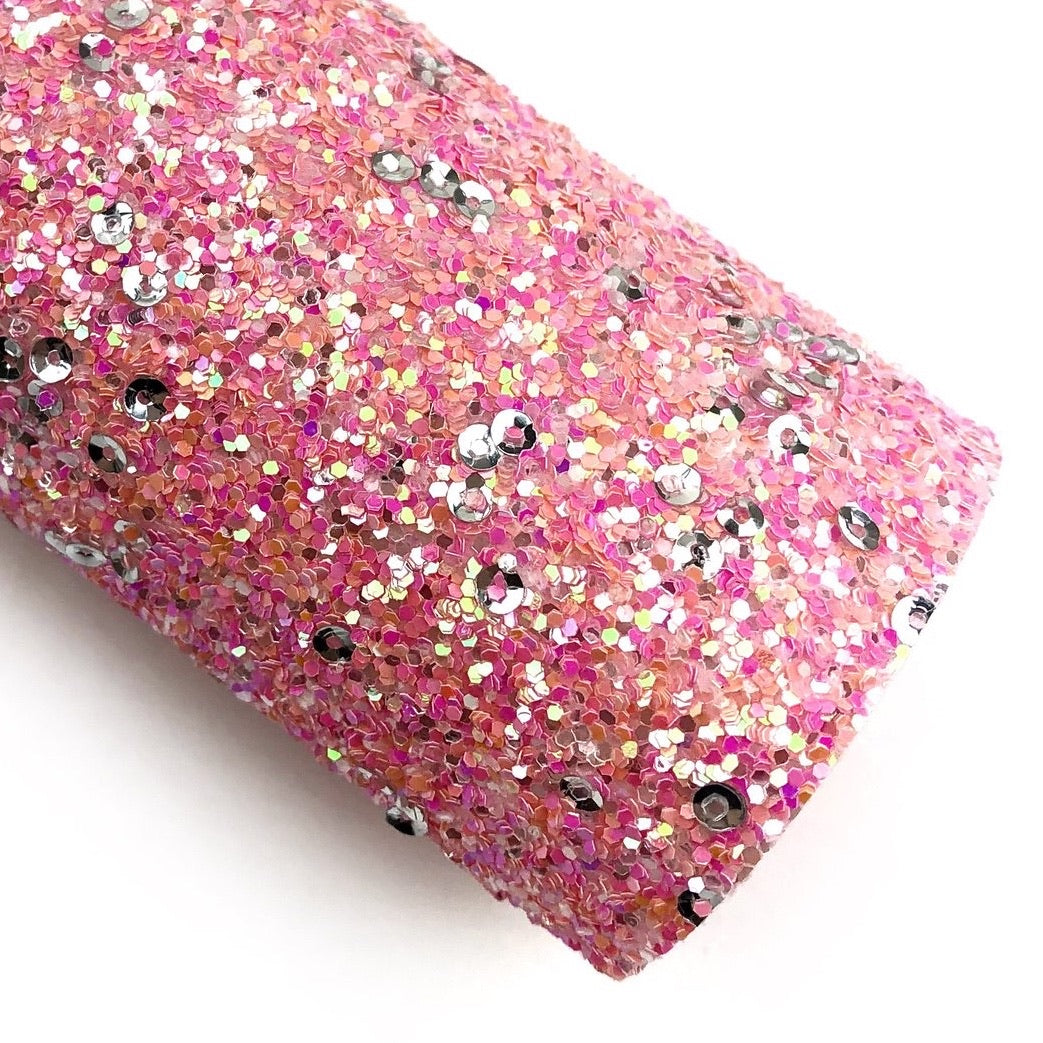 Passion Orange Guava Sequins Chunky Glitter Faux Leather Sheets