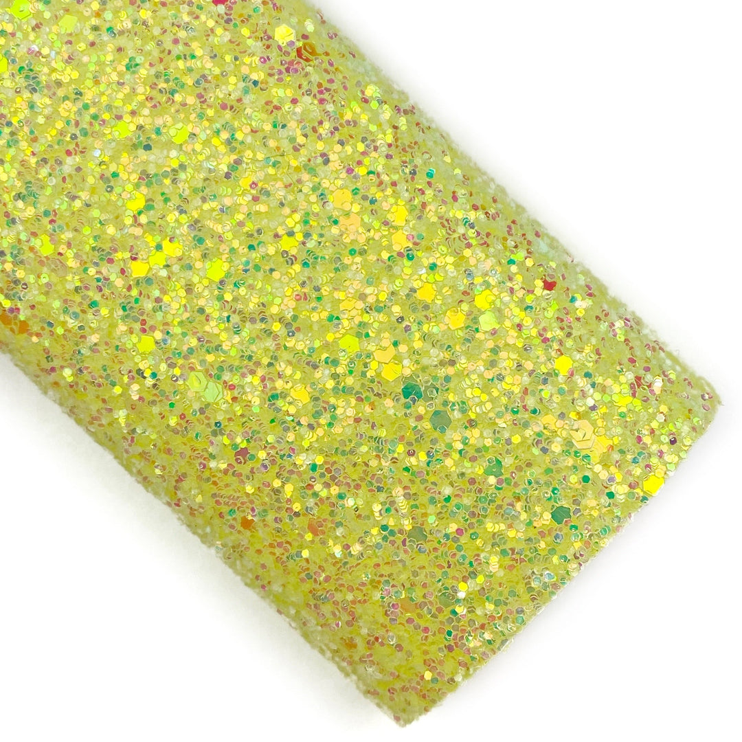 Soft Yellow Opalescent Glitter Faux Leather Sheets