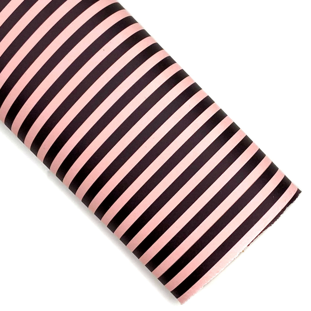 Black & Blush Stripes Glow In The Dark Vegan Leather