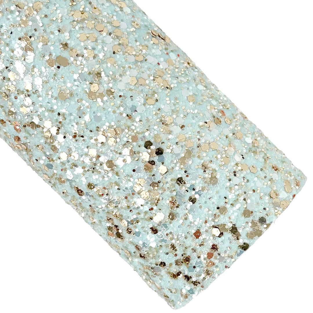 Sky Blue Gold Glitter Faux Leather Sheets