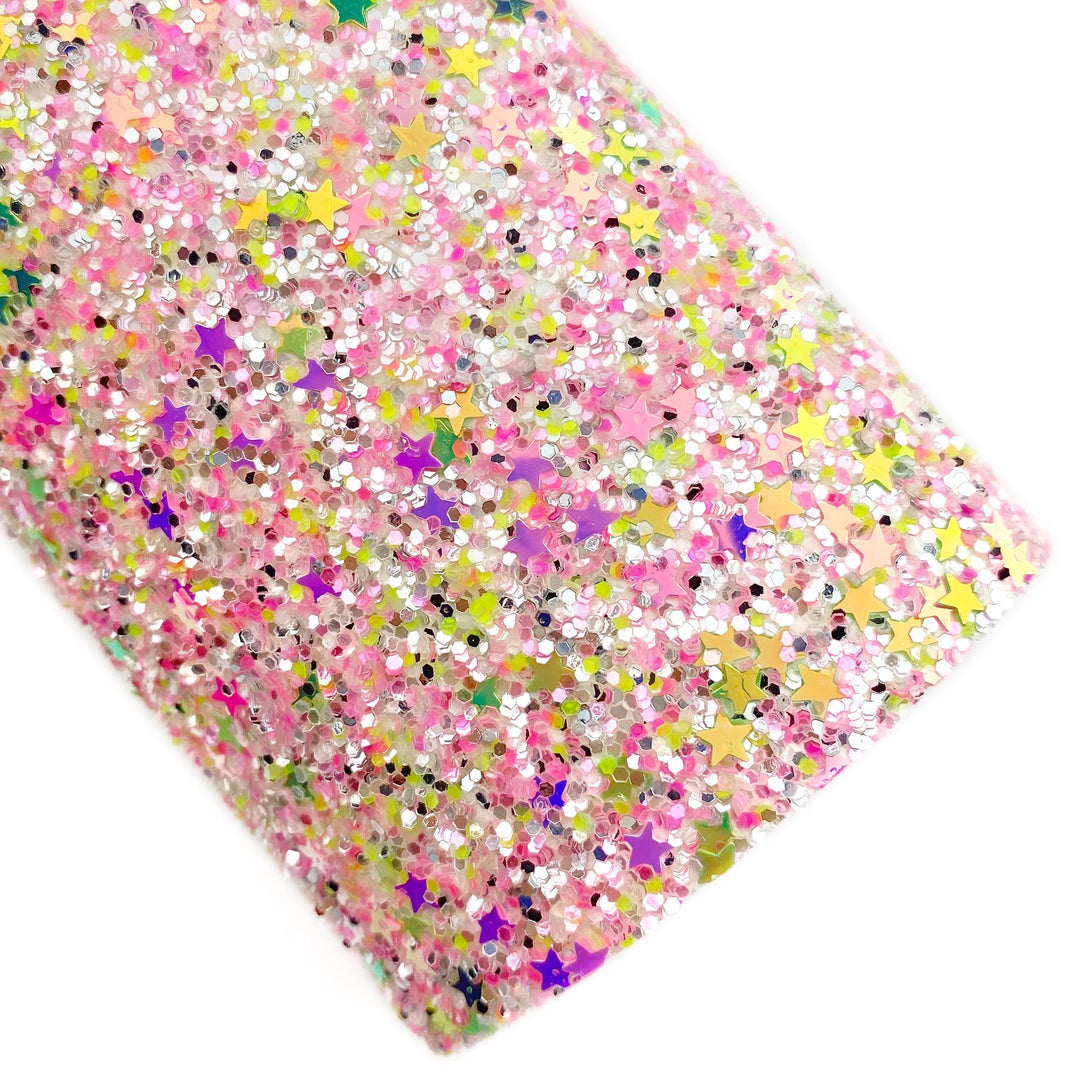 Bright Burst Star Chunky Glitter Faux Leather Sheets