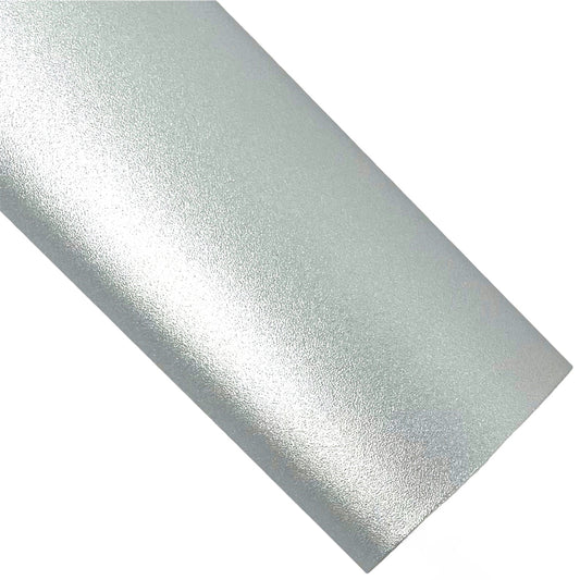 Silver Shimmer Textured Vegan Leather Sheets