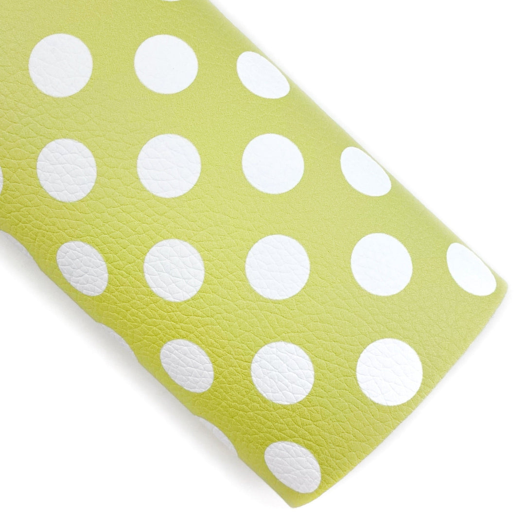 Chartreuse Large Polka Dots Vegan Leather