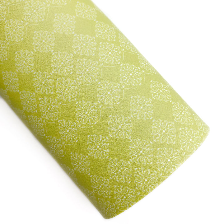 Chartreuse Pottery Print Vegan Leather