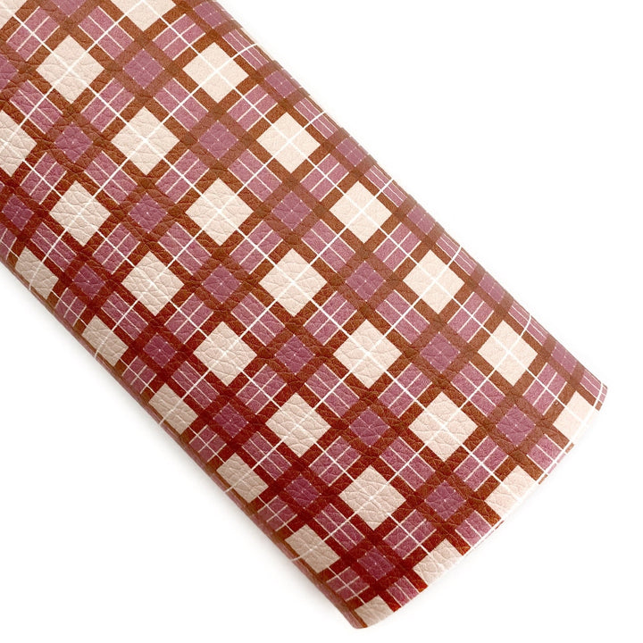 TerraCotta Tartan Plaid Vegan Leather